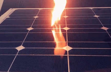 artistic image, flame on solar panel